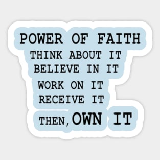 Power of Faith Illustration on Blue Background Sticker